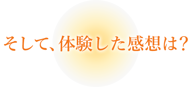 そして、体験した感想は？